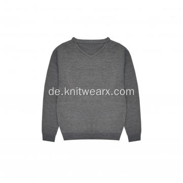 Warmer Strickpullover für Herren mit V-Ausschnitt aus Wollmischung